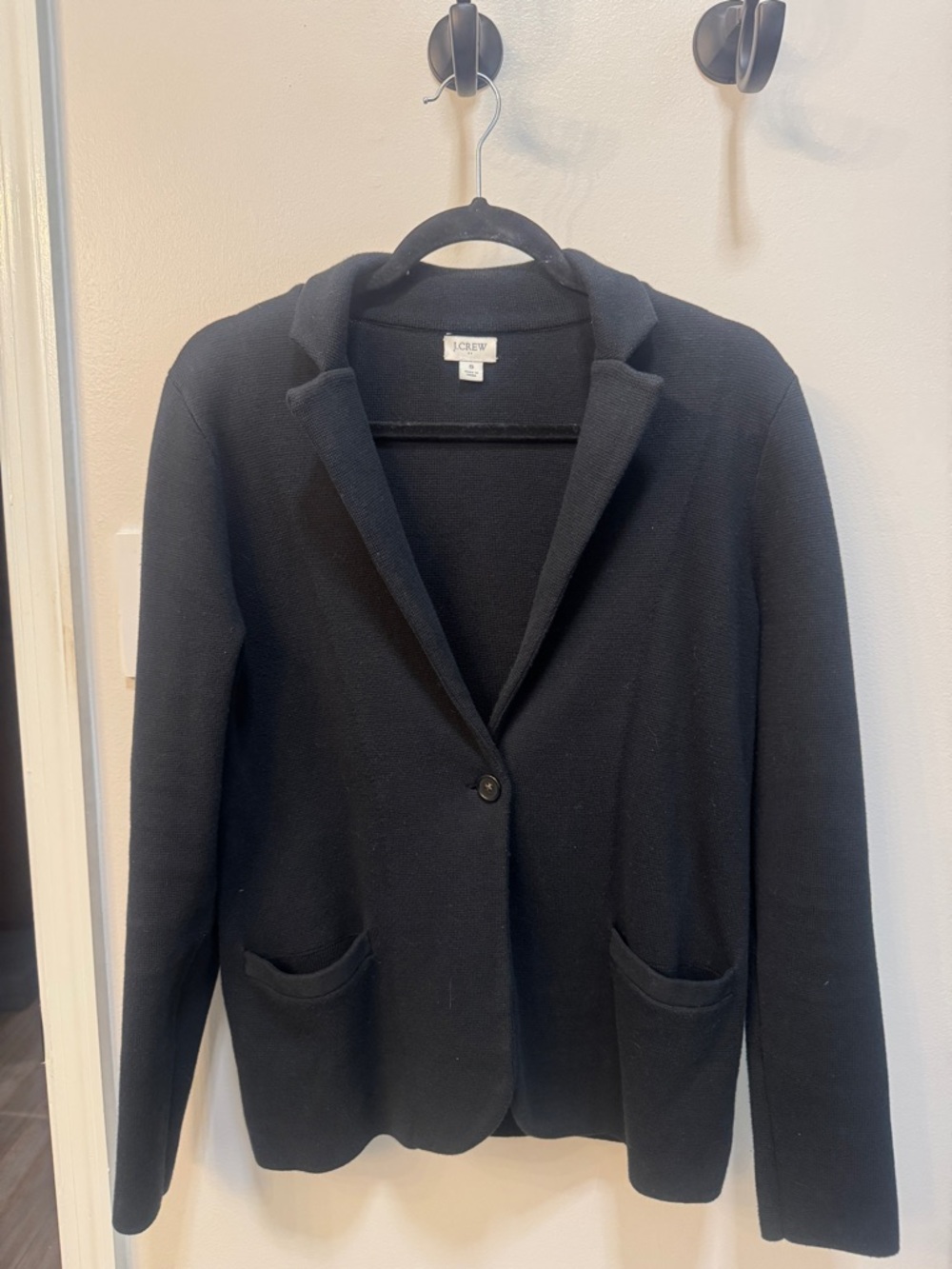 J. Crew Black Knit Single-Button Blazer Jacket